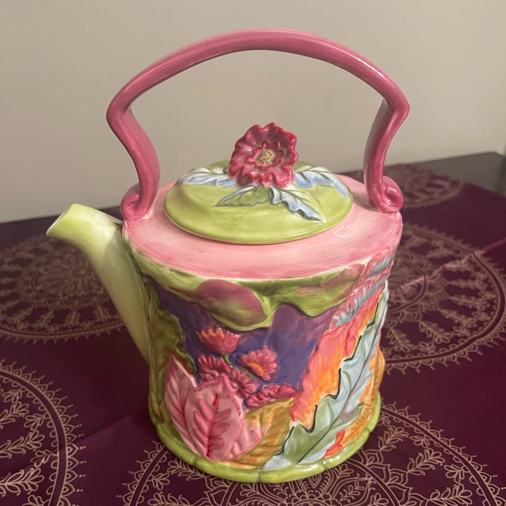 Tracy Porter Citrine Collection Hand Painted Floral Teapot